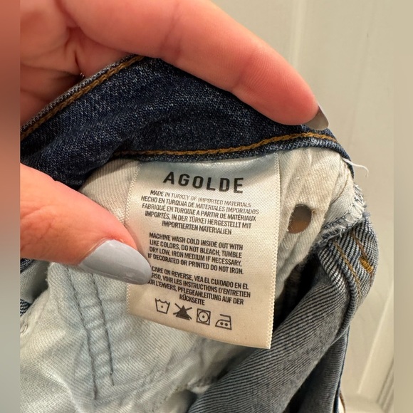 J4. AGOLDE Riley Button Fly Straight Cropped High Waist Jeans - Picture 9 of 10